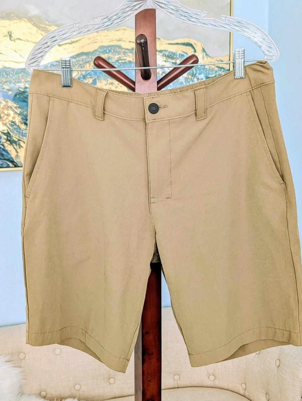 Banana Republic Men's Tan Flat-Front Shorts 34